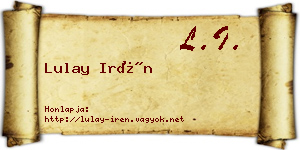 Lulay Irén névjegykártya